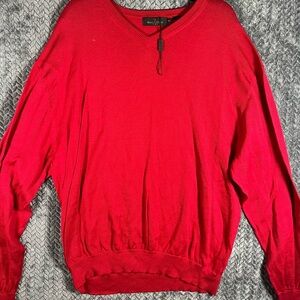 Bugatchi Men’s Pullover V-neck Light Sweater XXL Red